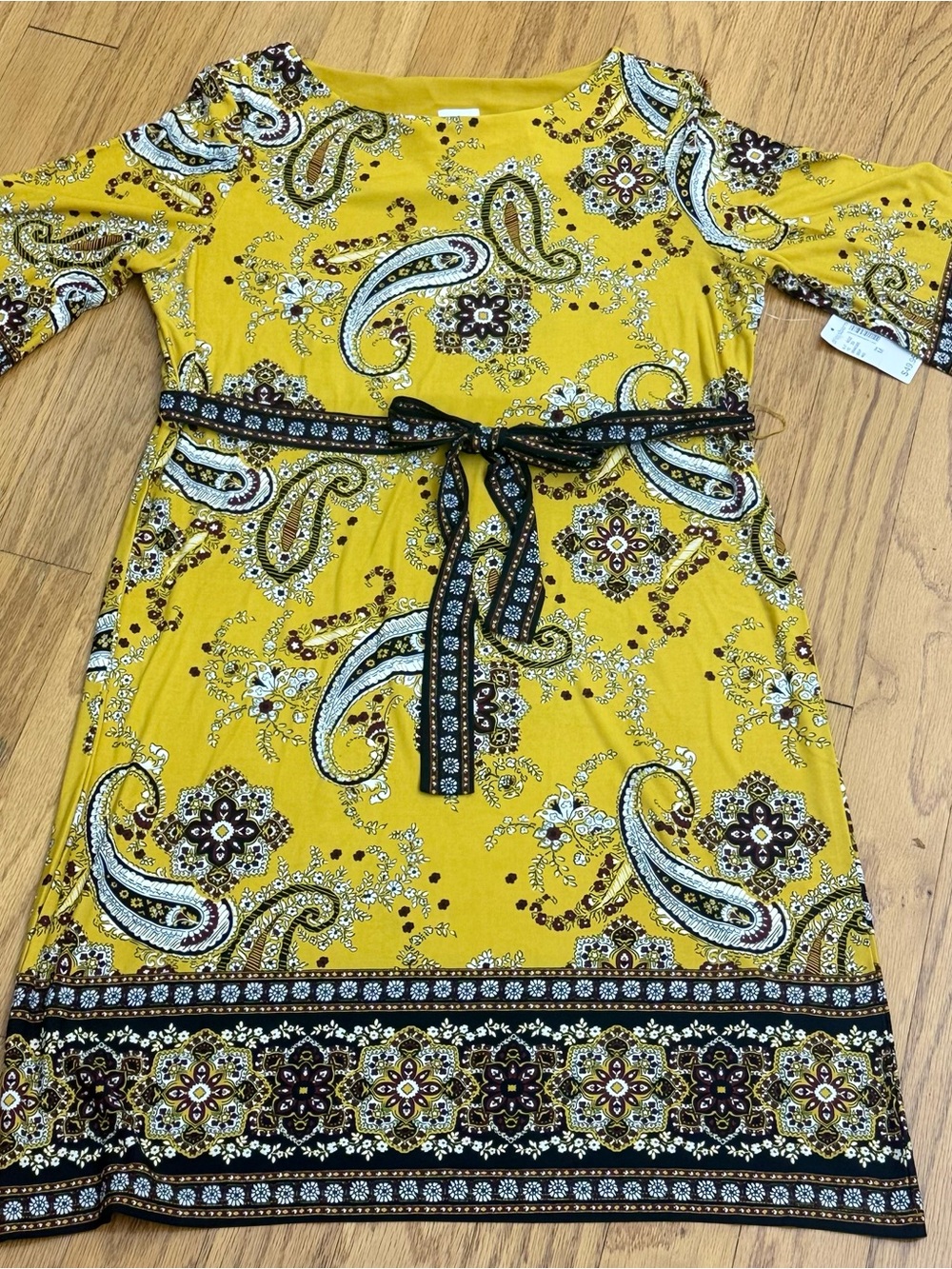 dressbarn Yellow Paisley Belted Kids' Dress